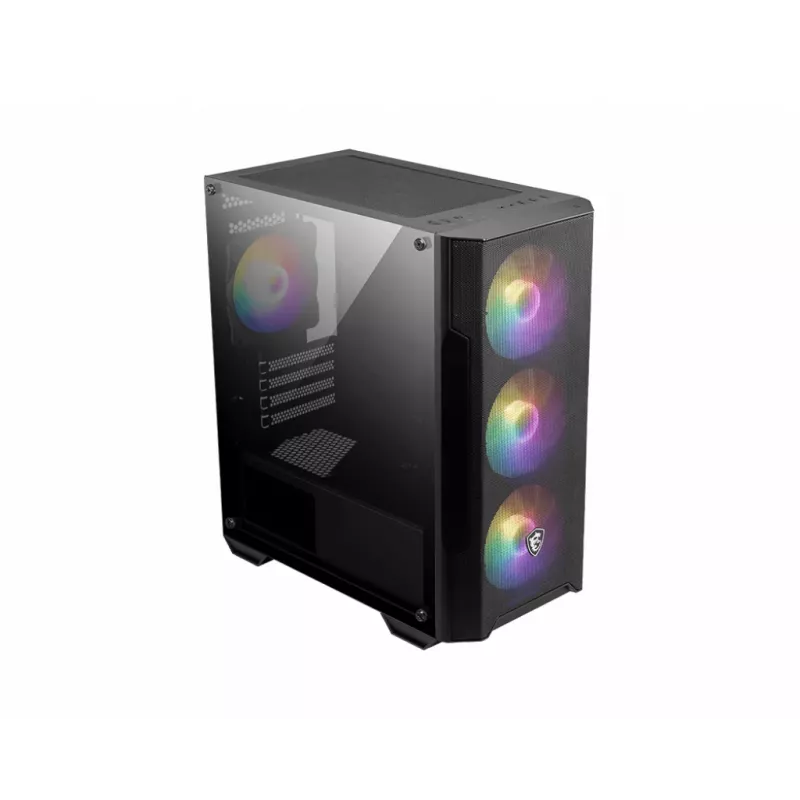 PC-behuizing MSI MAG FORGE M100A Micro Tower Zwart met gehard glas, 3x120mm frontventilator, RGB, microATX/Mini‑ITX