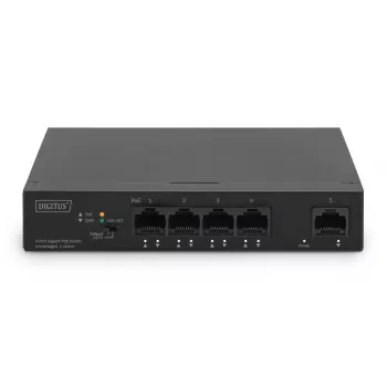 DIGITUS PoE-switch 4+1-poorts Ethernet Unmanaged 4-poorts PoE,