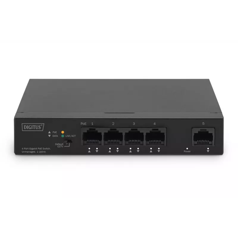 DIGITUS PoE-switch 4+1-poorts Ethernet Unmanaged 4-poorts PoE,