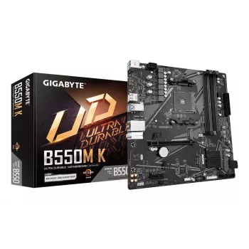 GIGABYTE B550M K moederbord - AMD Ryzen 5000 CPU's, tot 4733MHz DDR4, 1xPCIe 4.0 + 1xPCIe 3.0 M.2, 1GbE LAN, USB 3.2 Gen 1