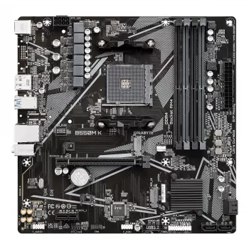 GIGABYTE B550M K moederbord - AMD Ryzen 5000 CPU's, tot 4733MHz DDR4, 1xPCIe 4.0 + 1xPCIe 3.0 M.2, 1GbE LAN, USB 3.2 Gen 1