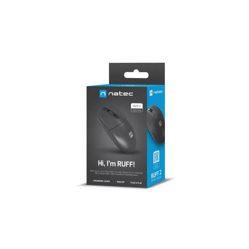 NATEC muis USB Natec Ruff 2 1000dpi optisch zwart