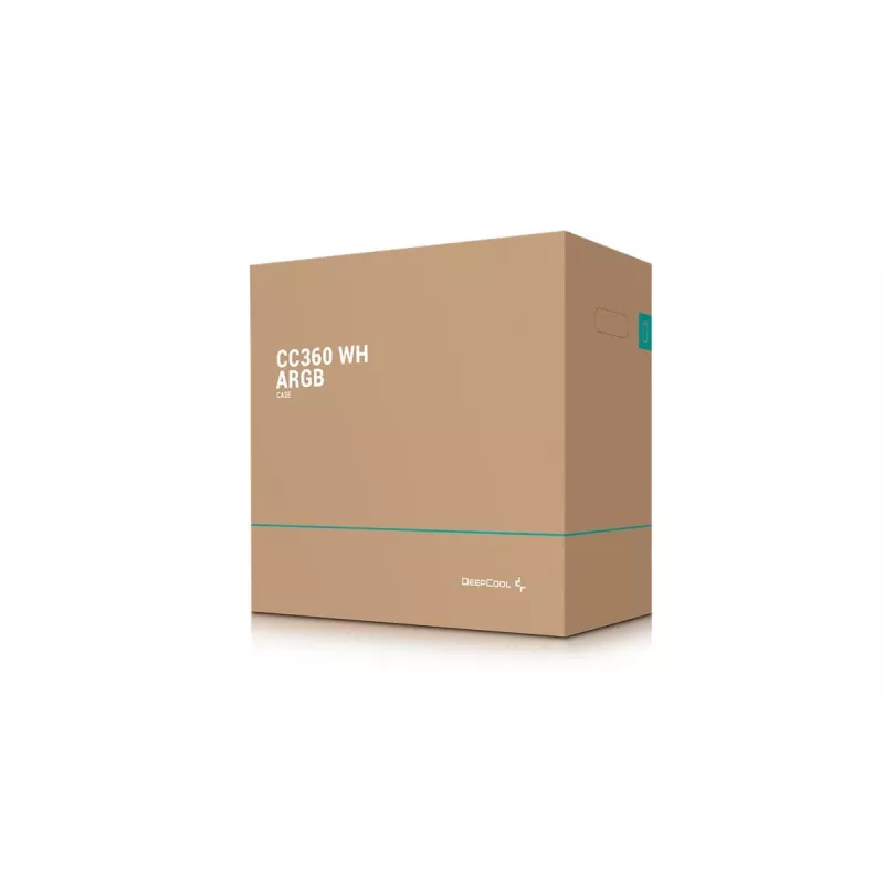 PC-behuizing DeepCool CC360 WH ARGB mini tower wit — Micro-ATX/Mini-ITX, gehard glas, 2x 3,5 inch + 3x 2,5 inch, 2x 120 mm frontventilator