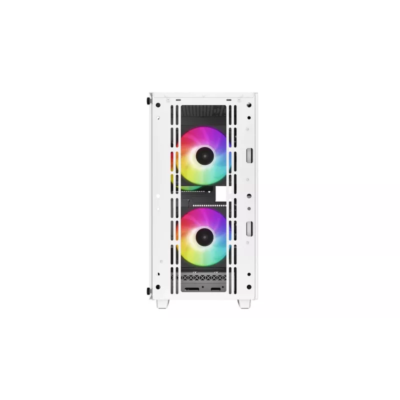 PC-behuizing DeepCool CC360 WH ARGB mini tower wit — Micro-ATX/Mini-ITX, gehard glas, 2x 3,5 inch + 3x 2,5 inch, 2x 120 mm frontventilator