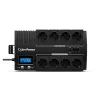 Uninterruptible Power Supply CYBERPOWER BR1000ELCD — line-interactive UPS 1 kVA / 600 W, 8 Type F stopcontacten, USB, desktop, zwart