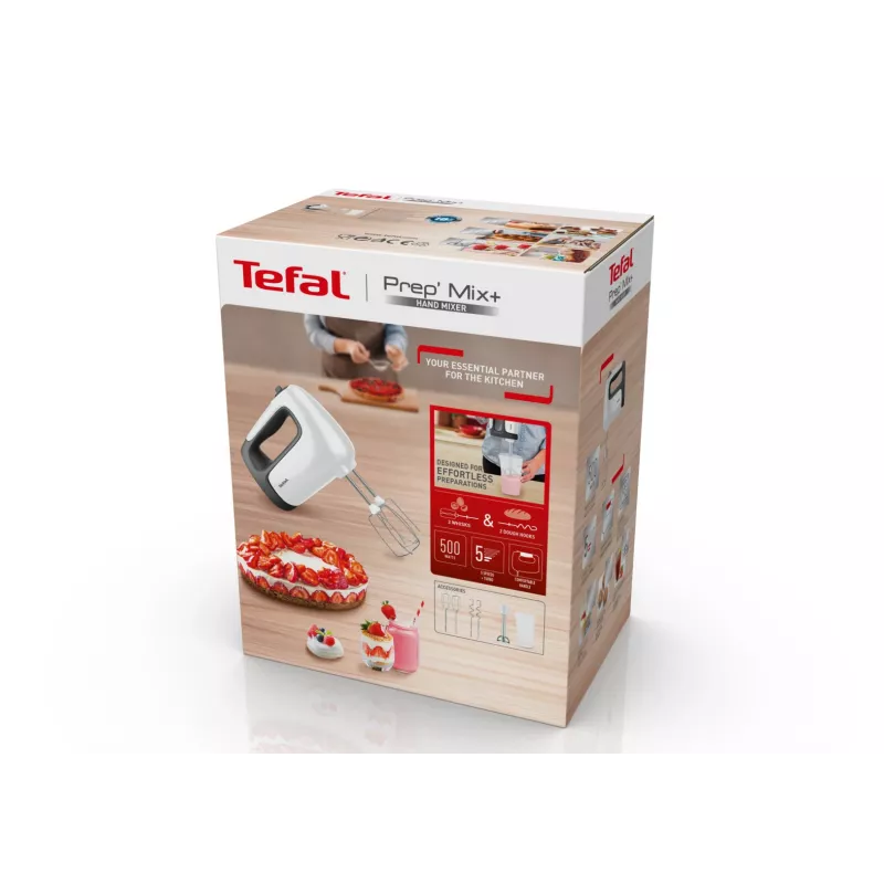 Handmixer Tefal Prep'Mix HT4621 — 500 W, 5 snelheden, metalen garde, wit