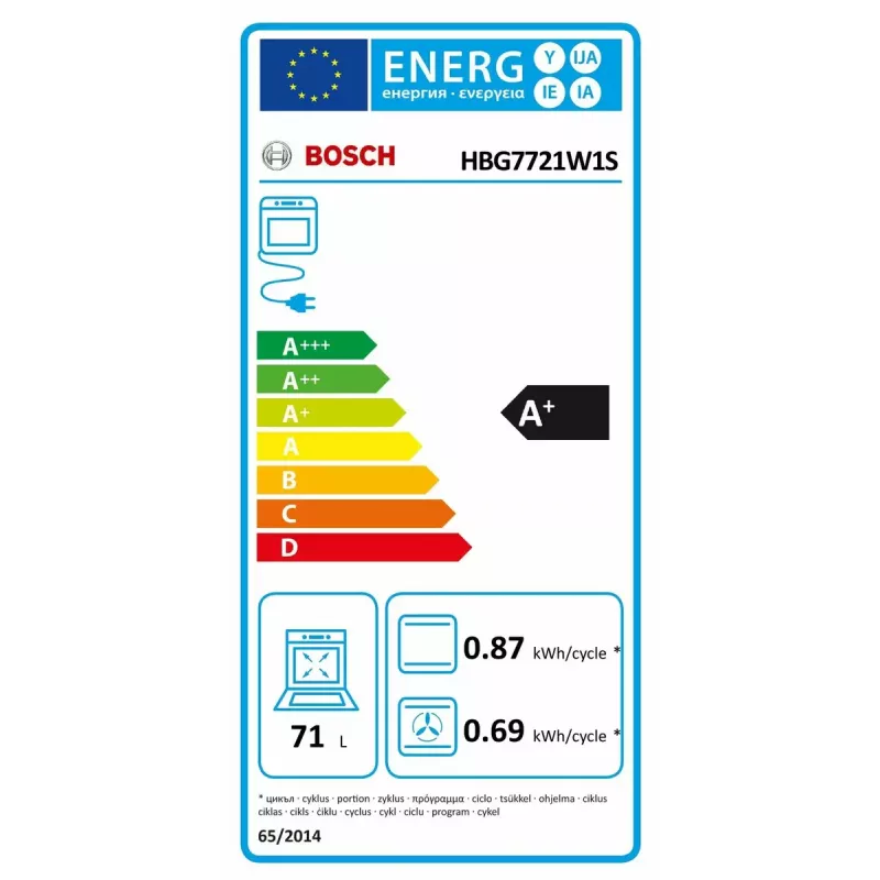 Inbouwoven Bosch HBG7721W1S, elektrisch, pyrolyse