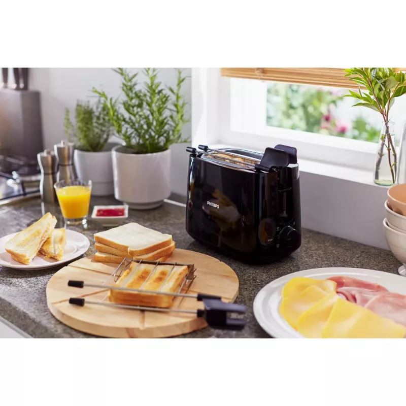 Philips Daily Collection HD2583/90 broodrooster, 2 sleuven, 8 standen, 600 W, zwart
