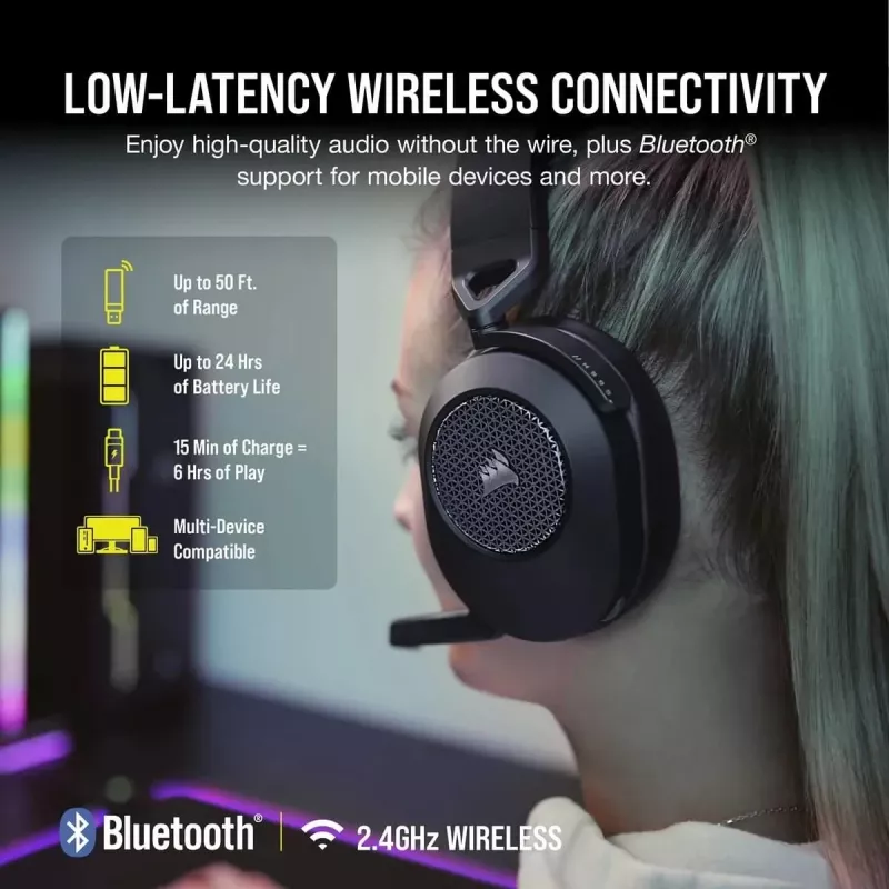 CORSAIR gamingheadset HS65 - Wireless - Carbon