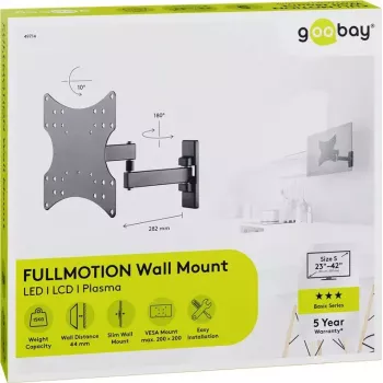 Goobay tv-muurbeugel Basic FULLMOTION (S) 15 kg 23-42 inch