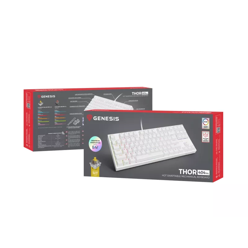 GENESIS Thor 404 TKL toetsenbord gaming USB QWERTY US International wit