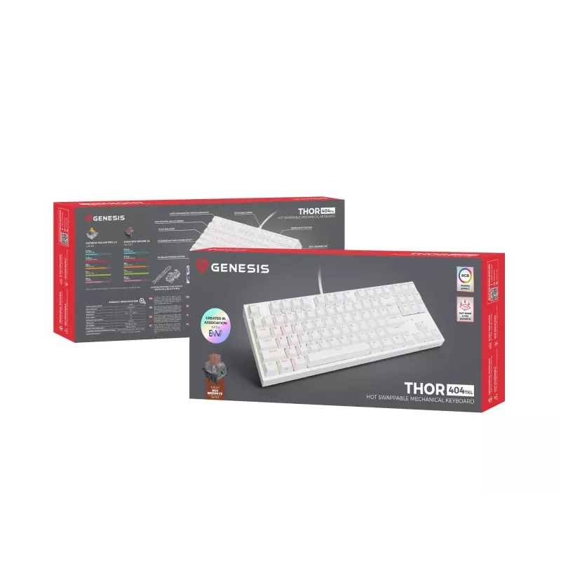 GENESIS Thor 404 TKL toetsenbord gaming USB QWERTY US International wit