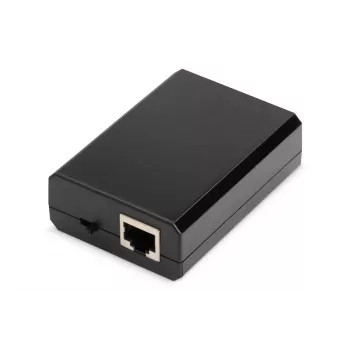 DIGITUS Gigabit PoE+ splitter, 10/100/1000 Mbit/s, 24 W ingang: 802.3at PoE, uitgang: 5V/2A, 9V/2A, 12V/2A, kunststof behuizing, zwart