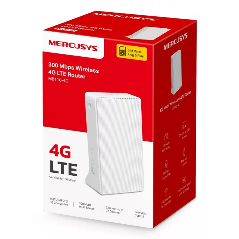 MERCUSYS MB110-4G WLAN-router Ethernet single-band (2,4 GHz) - Wit
