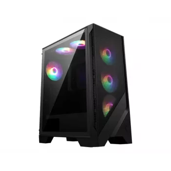 PC-behuizing MSI MAG FORGE 120A AIRFLOW Midi-tower — Zwart, gehard glas, Mesh, 3×120-mm-frontventilatoren, 2×120-mm-topventilatoren, ATX-ondersteuning