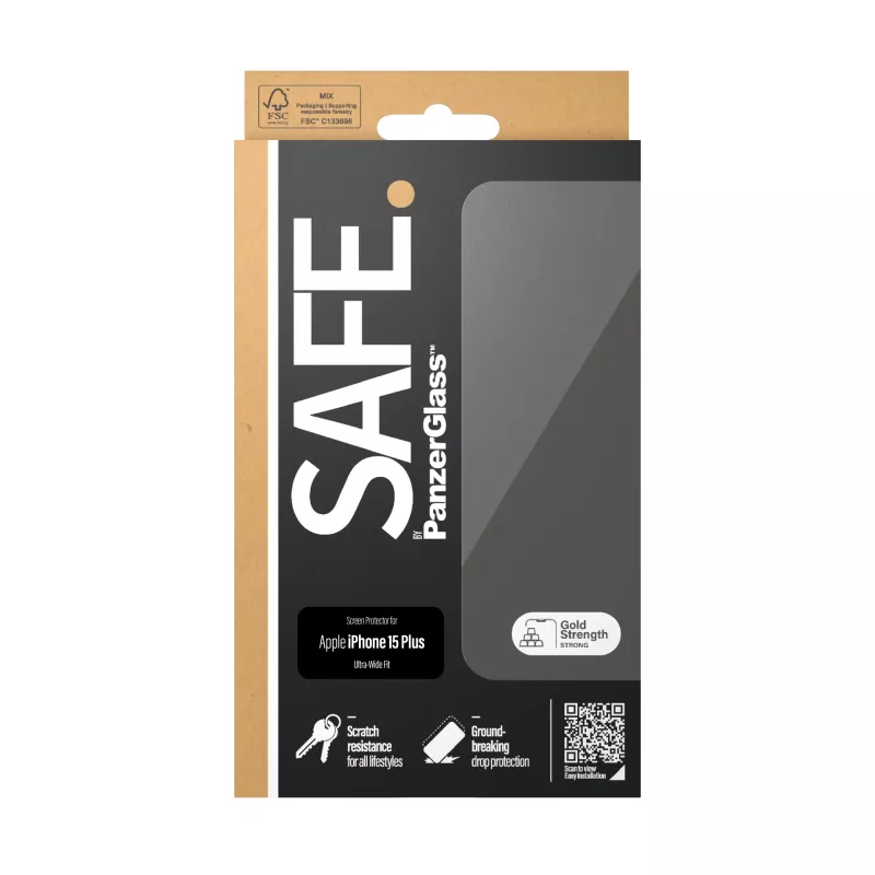 PanzerGlass SAFE. by ® Displayschermfolie iPhone 15 Plus | Ultra-Wide Fit
