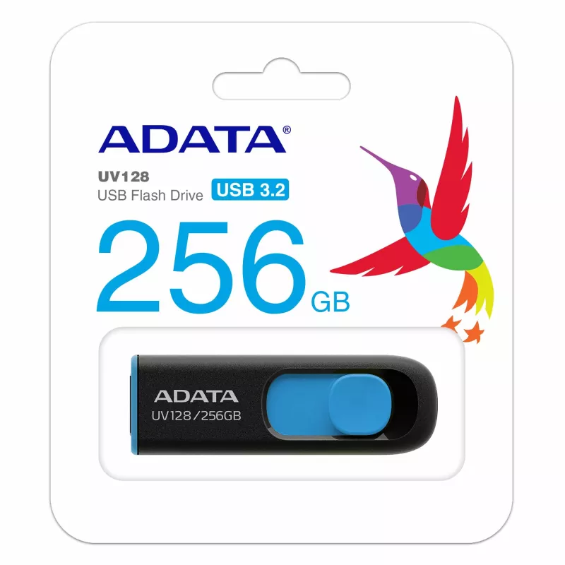 ADATA UV128 USB-stick 256 GB USB Type-A 3.2 Gen 1 (3.1 Gen 1) zwart, blauw