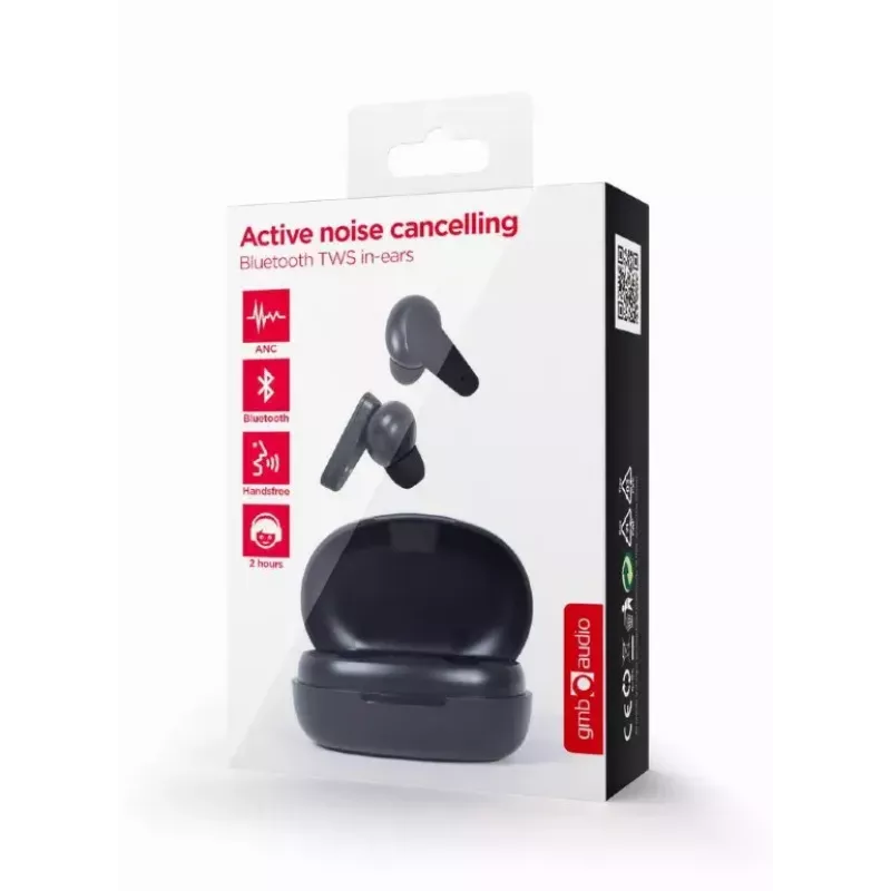 GEMBIRD draadloze TWS in-ear headset Malmo met ANC - stereo - Bluetooth - zwart