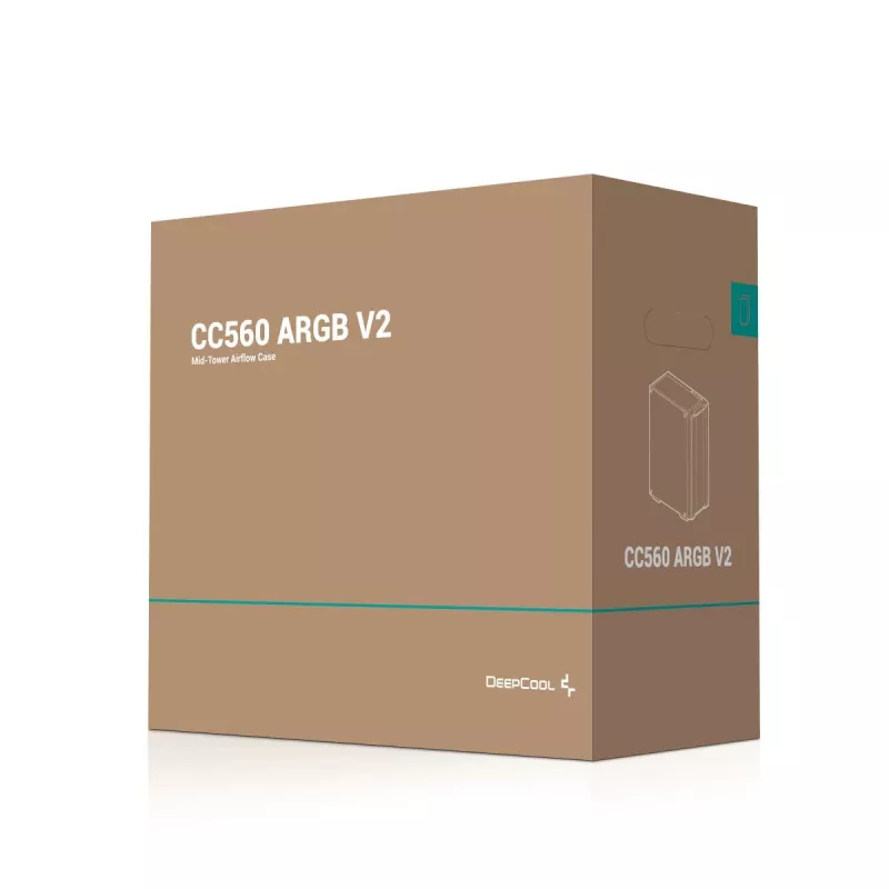 PC-behuizing DeepCool CC560 ARGB V2 midi-tower zwart — ATX/Micro-ATX/Mini-ITX, gehard glas, aRGB, ondersteunt tot 370 mm GPU