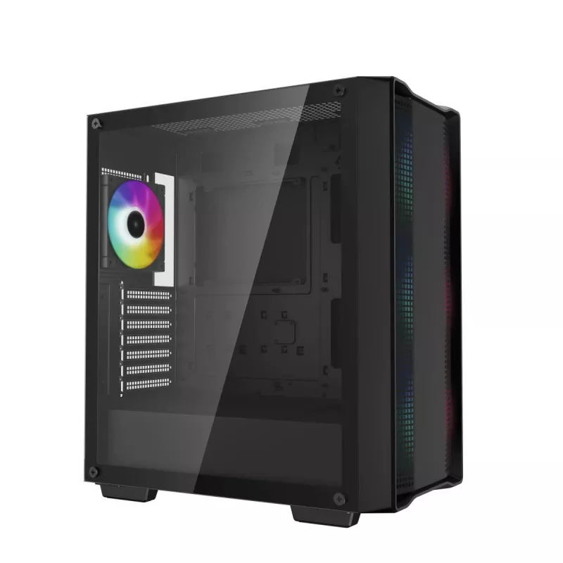 PC-behuizing DeepCool CC560 ARGB V2 midi-tower zwart — ATX/Micro-ATX/Mini-ITX, gehard glas, aRGB, ondersteunt tot 370 mm GPU