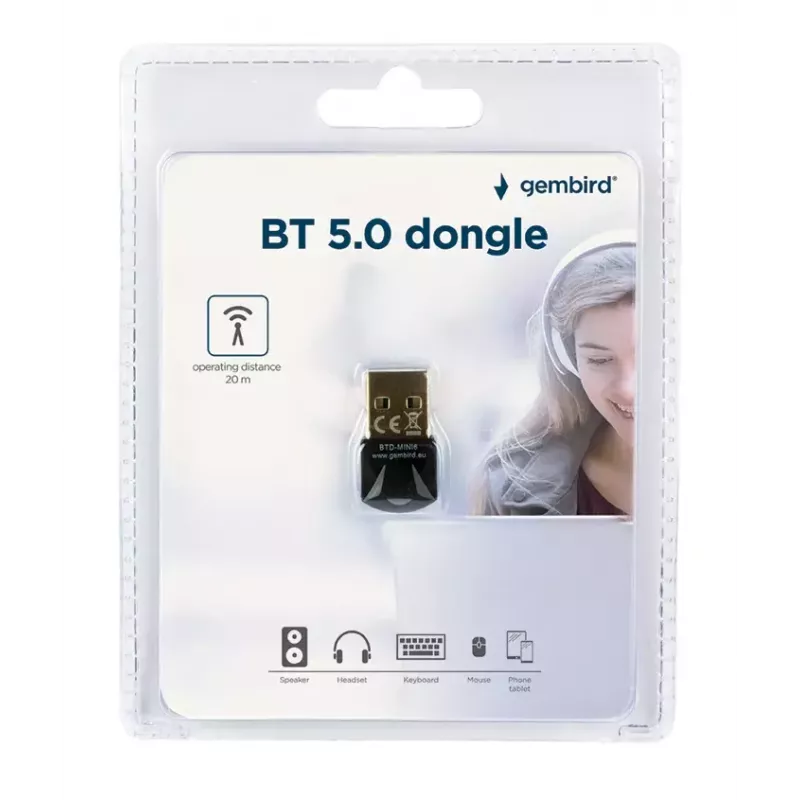 Bluetooth-netwerkkaart Gembird BTD-MINI6 draadloze USB-interface