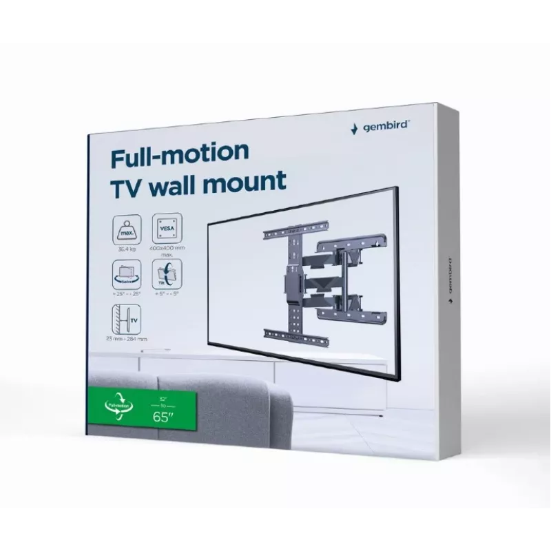 GEMBIRD full-motion TV-wandsteun, 81,3 cm (32 inch) – 165,1 cm (65 inch)