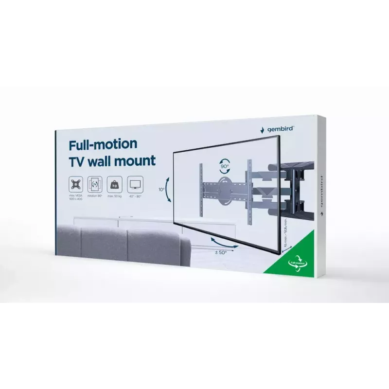 GEMBIRD roterende full-motion TV-wandsteun, 40 inch – 80 inch