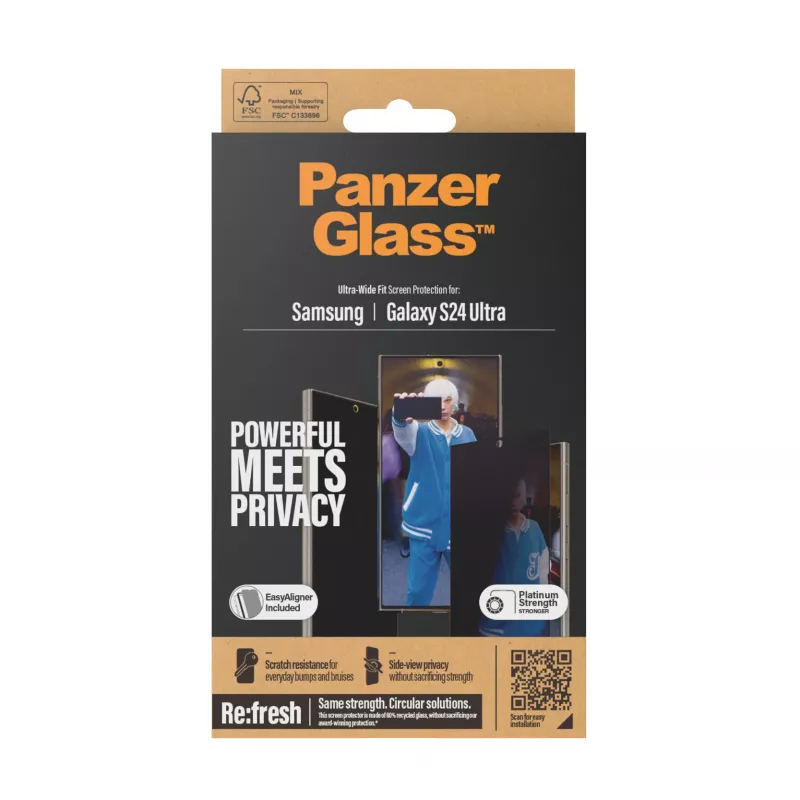 PanzerGlass ® Privacy Screen Protector Samsung Galaxy S24 Ultra | Ultra-Wide Fit met EasyAligner