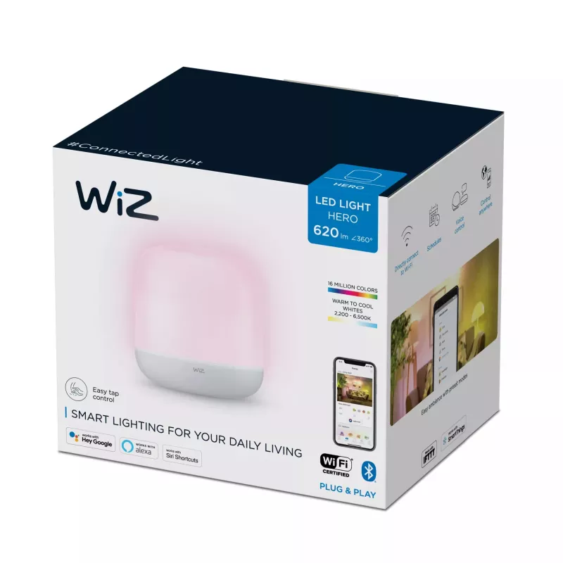 WiZ Hero draagbare slimme tafellamp, instelbaar wit en kleur, 9 W