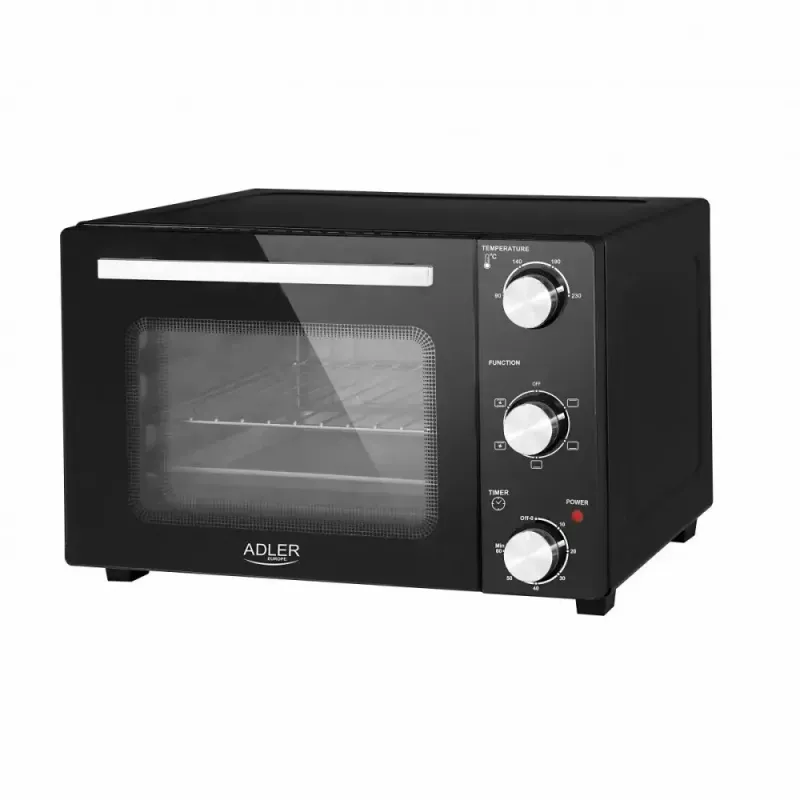 Elektrische tafeloven Adler AD 6024 — compact, 22 l inhoud, 1300 W, zwart