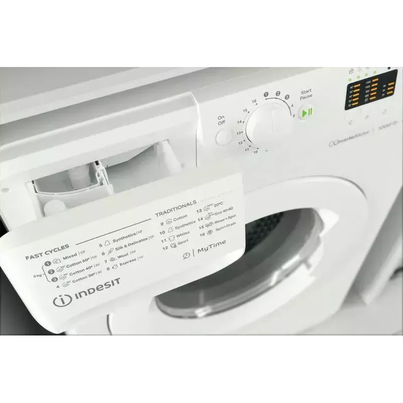 Voorlader wasmachine INDESIT MTWSA 61294 W EE, 6 kg, inverter motor, energie-efficiëntieklasse C