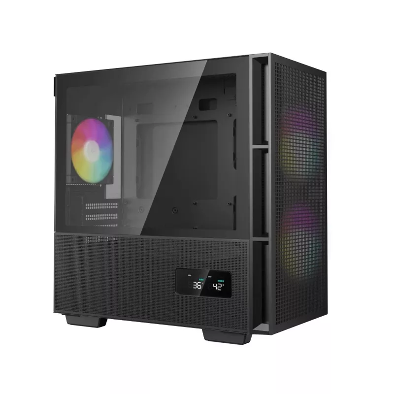 DeepCool CH360 DIGITAL R-CH360-BKAPE3D-G-1 Micro Tower pc-behuizing, micro ATX/Mini-ITX, gehard glas, zwart