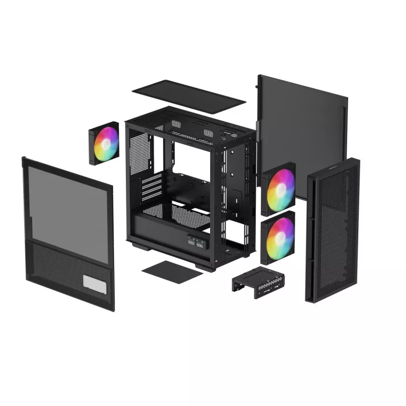 DeepCool CH360 DIGITAL R-CH360-BKAPE3D-G-1 Micro Tower pc-behuizing, micro ATX/Mini-ITX, gehard glas, zwart