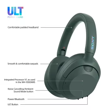 Sony ULT WEAR - draadloze Bluetooth-koptelefoon met ULT POWER SOUND, ultieme diepe bas, ruisonderdrukking, heldere gesprekskwaliteit, tot 30 uur accuduur, iOS & Android