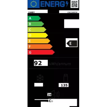 Inbouwkoelkast CANDY CMLS68EW — 135 L netto, statische koeling, draaiknop, rechtsdraaiende deur, 39 dB, energieklasse E