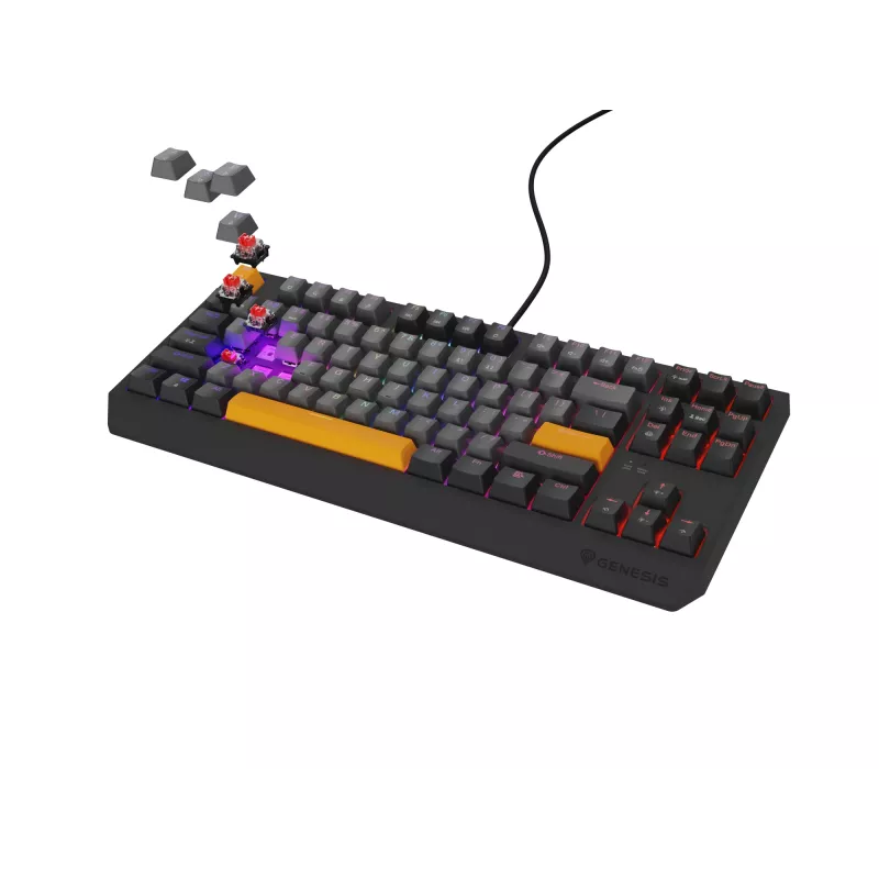 Genesis Thor 230 TKL bedraad mechanisch gamingtoetsenbord, US, Anchor Gray Negative, Outemu Red