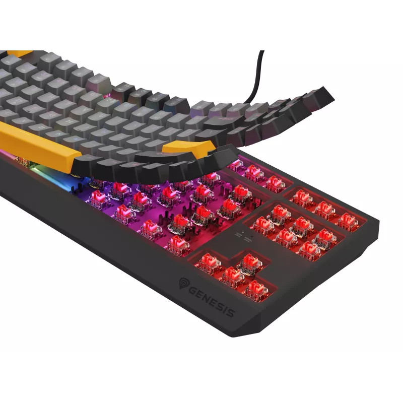 Genesis Thor 230 TKL bedraad mechanisch gamingtoetsenbord, US, Anchor Gray Negative, Outemu Red
