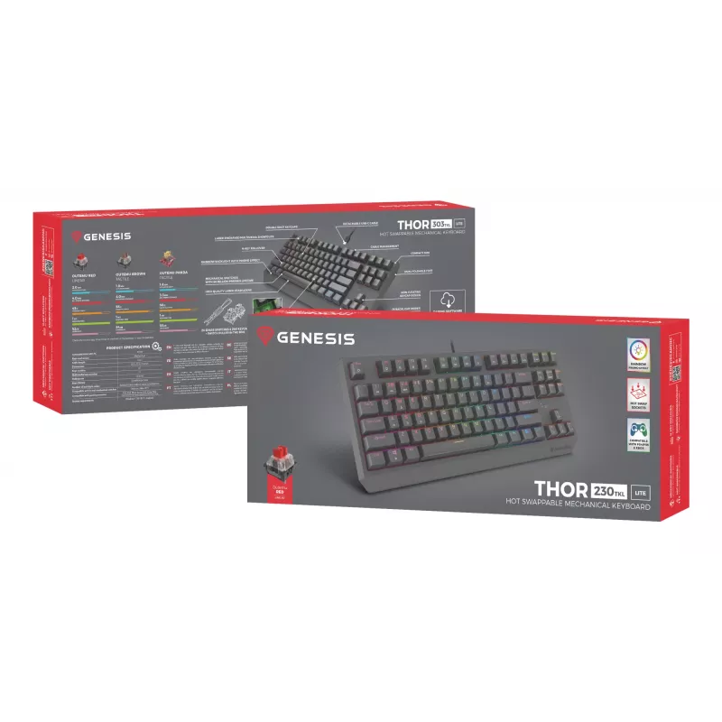 GENESIS Thor 230 TKL Lite Toetsenbord Gaming USB QWERTY Engels zwart