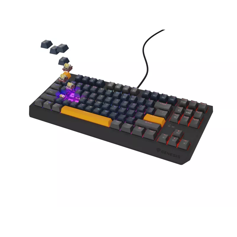 GENESIS THOR 230 TKL Toetsenbord Gaming USB + RF Wireless + Bluetooth QWERTY zwart, blauw, grijs, oranje
