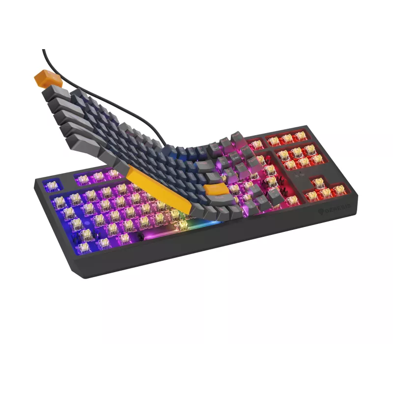 GENESIS THOR 230 TKL Toetsenbord Gaming USB + RF Wireless + Bluetooth QWERTY zwart, blauw, grijs, oranje