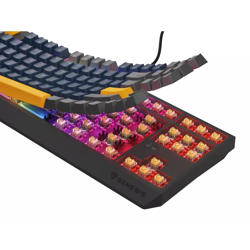 GENESIS THOR 230 TKL Toetsenbord Gaming USB + RF Wireless + Bluetooth QWERTY zwart, blauw, grijs, oranje