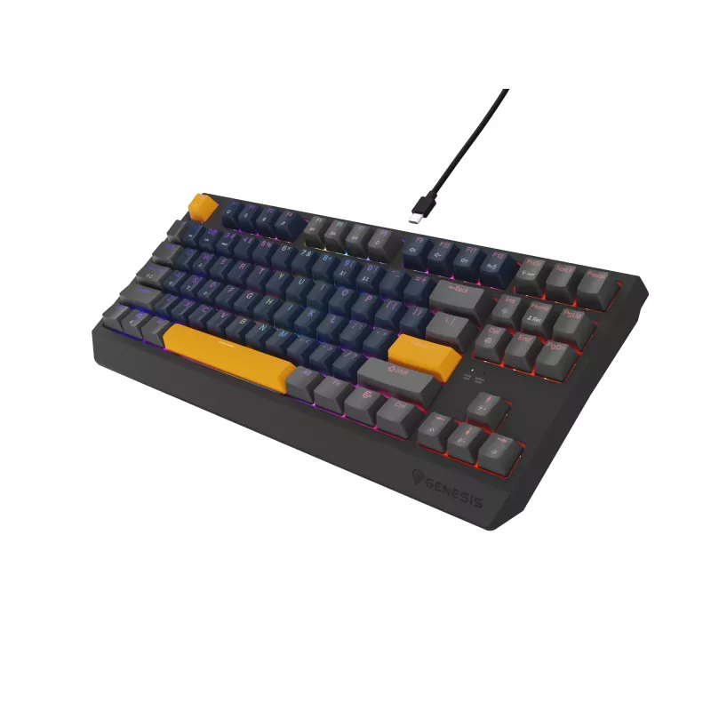 GENESIS THOR 230 TKL Toetsenbord Gaming USB + RF Wireless + Bluetooth QWERTY zwart, blauw, grijs, oranje