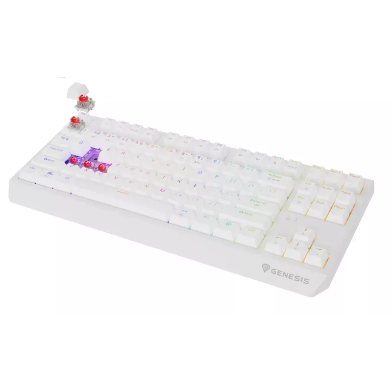 Tenkeyless gaming-toetsenbord GENESIS Thor 230 TKL — USB, RF draadloos, Bluetooth, QWERTY, wit