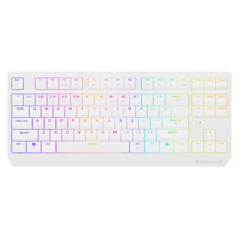 Tenkeyless gaming-toetsenbord GENESIS Thor 230 TKL — USB, RF draadloos, Bluetooth, QWERTY, wit