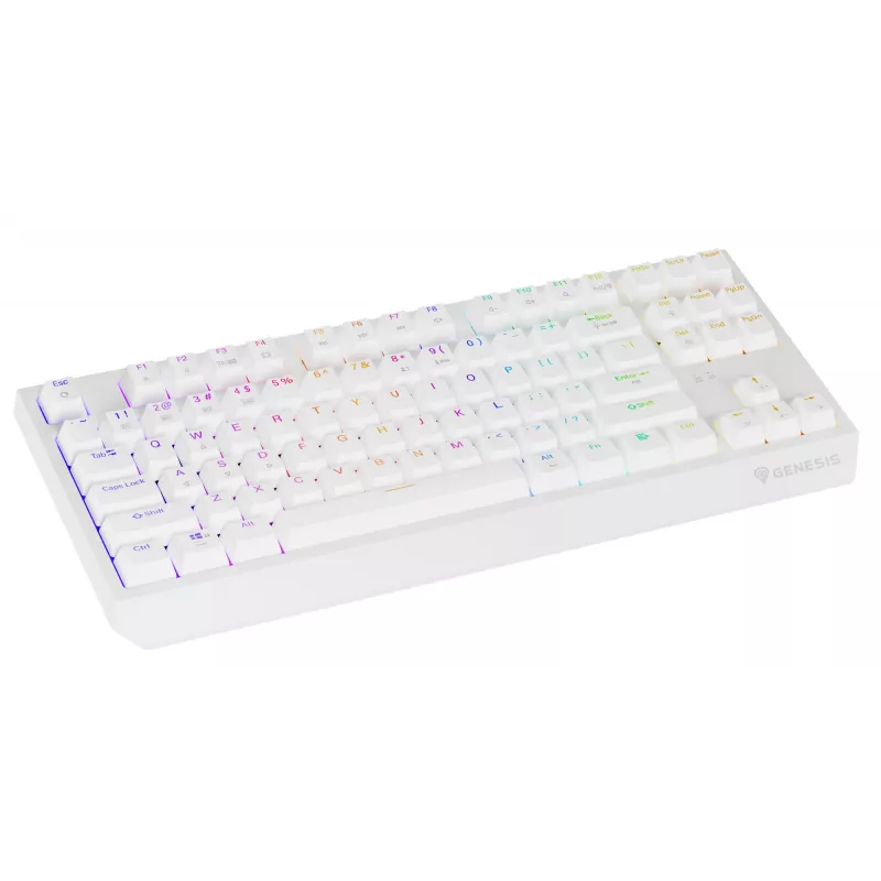 Tenkeyless gaming-toetsenbord GENESIS Thor 230 TKL — USB, RF draadloos, Bluetooth, QWERTY, wit