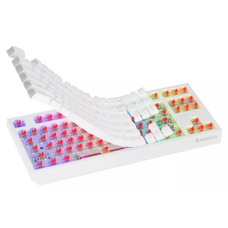 Tenkeyless gaming-toetsenbord GENESIS Thor 230 TKL — USB, RF draadloos, Bluetooth, QWERTY, wit