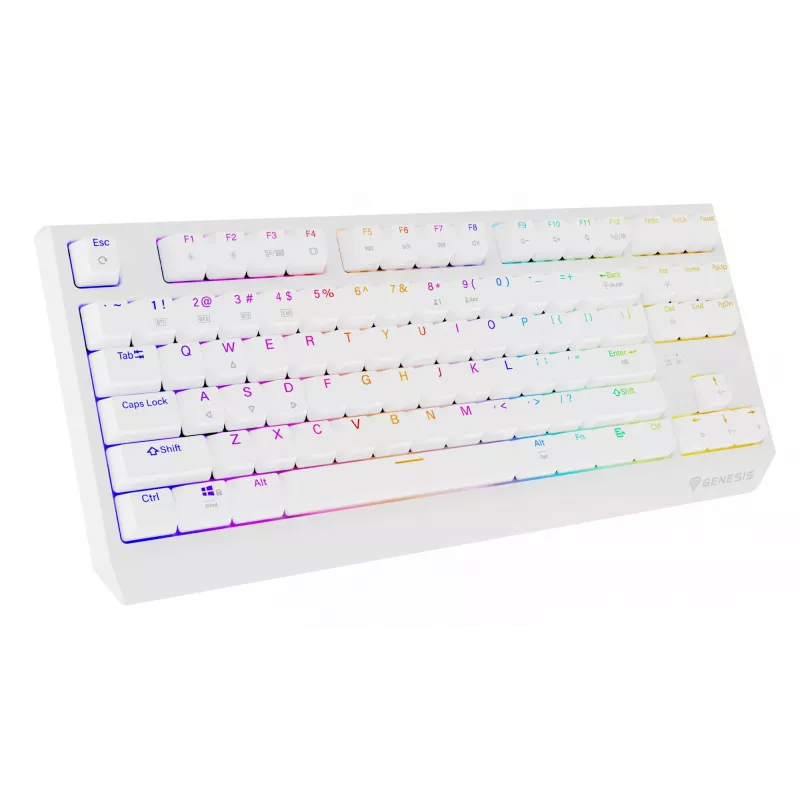Tenkeyless gaming-toetsenbord GENESIS Thor 230 TKL — USB, RF draadloos, Bluetooth, QWERTY, wit