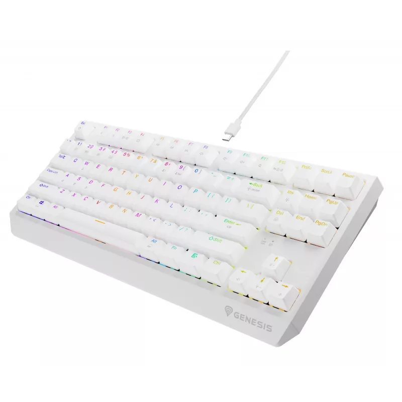 Tenkeyless gaming-toetsenbord GENESIS Thor 230 TKL — USB, RF draadloos, Bluetooth, QWERTY, wit