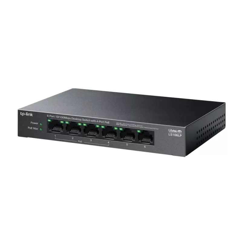 TP-Link LiteWave LS106LP netwerkswitch unmanaged Fast Ethernet (10/100) Power over Ethernet (PoE) zwart