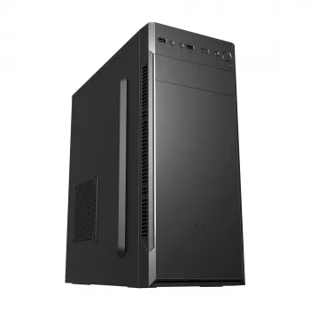 PC-behuizing FSP CMT160 Midi Tower zwart — ondersteunt ATX/µATX/ITX, 1× 3,5 inch + 2× 2,5 inch bays, 1× 5,25 inch, USB 3.2 Gen1 Type-A, 173×370×410 mm